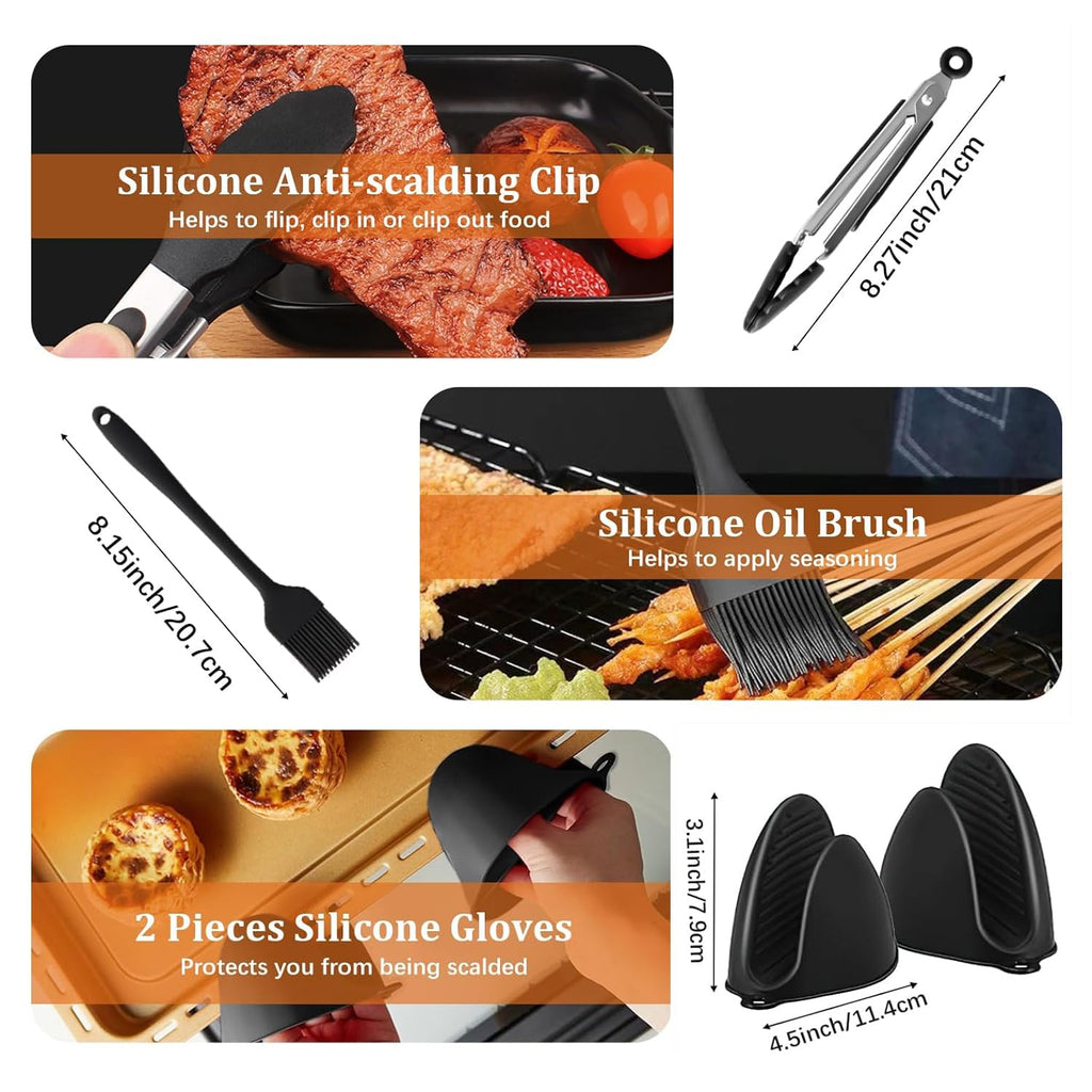 15 Pcs Air Fryer Accessories Set for Ninja Foodi DZ201C DZ401 Compatible Ninja DZ550 Foodi, Silicone Air Fryer Liners for SL401 DoubleStack XL for 8-10QT Air Fryer Basket