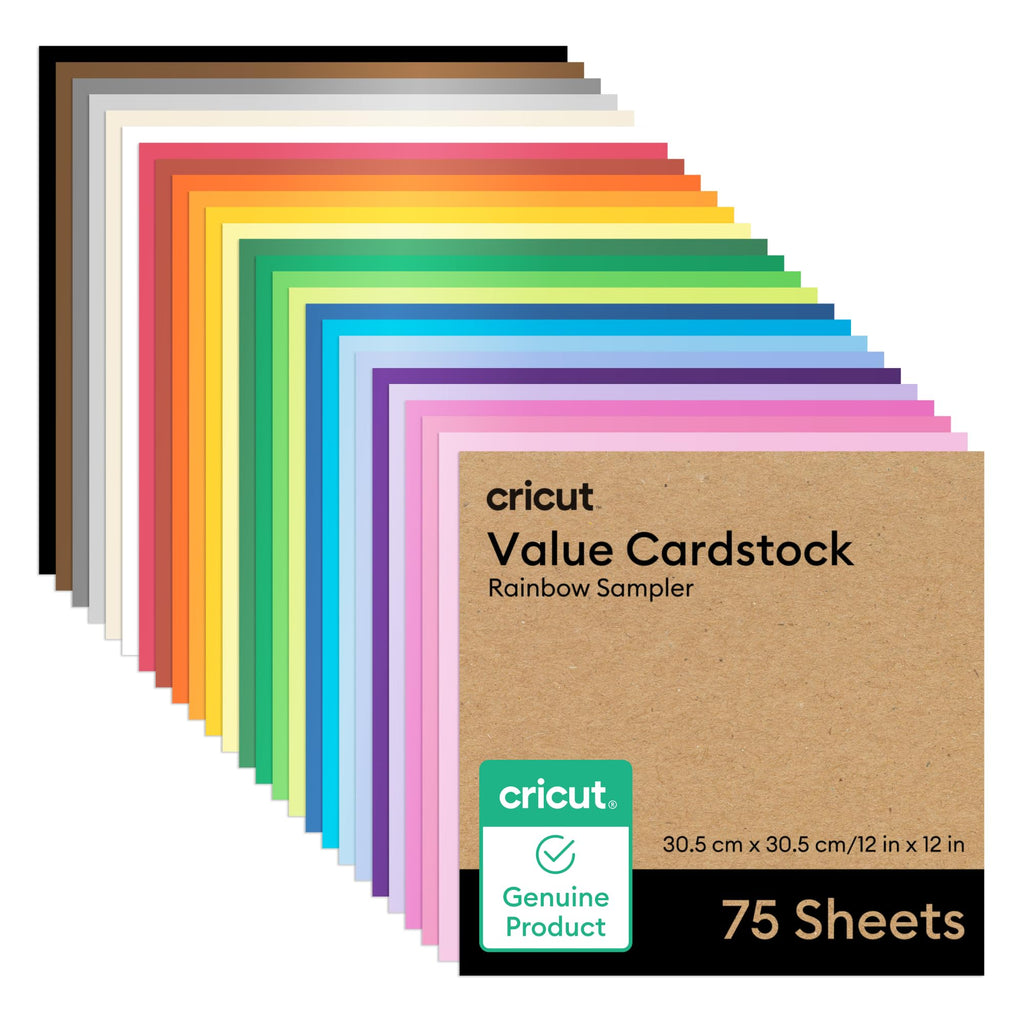 Cricut® Value Cardstock, Rainbow Sampler - 12 in x 12 in (75 Sheets)
