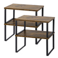 MOOACE Kitchen Counter Shelf, Stackable Cabinet Shelf Organizers Expandable Countertop Shelf for Pantry - Set of 4 - Brown