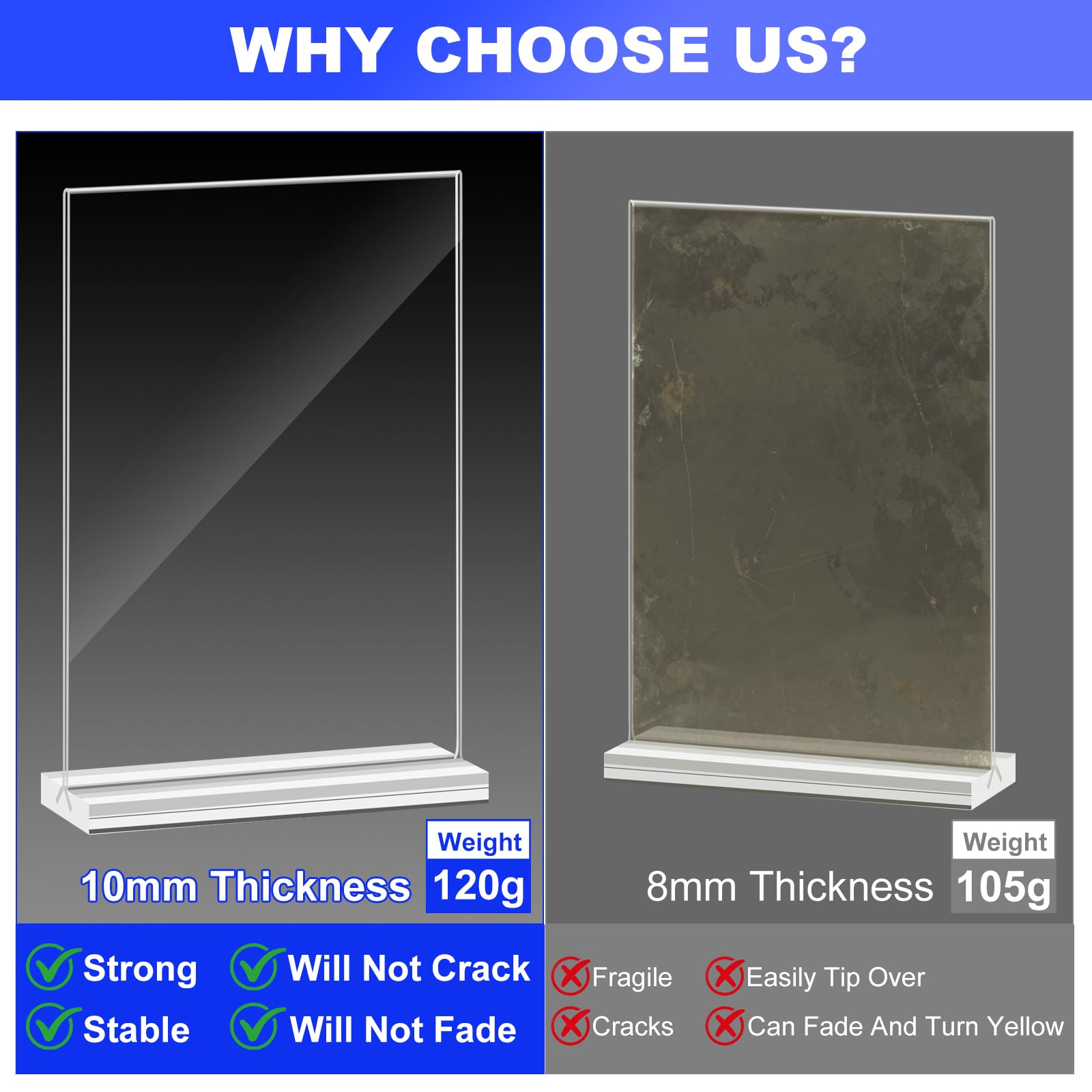 Acrylic Sign Holder 5x7 Inches 6 Packs, Double Sided Display Stand, Table Top Paper Holder, Vertical Menu Flyer Stand, Plastic Frame for Stores, Restaurants, Hotels, Office - Clear