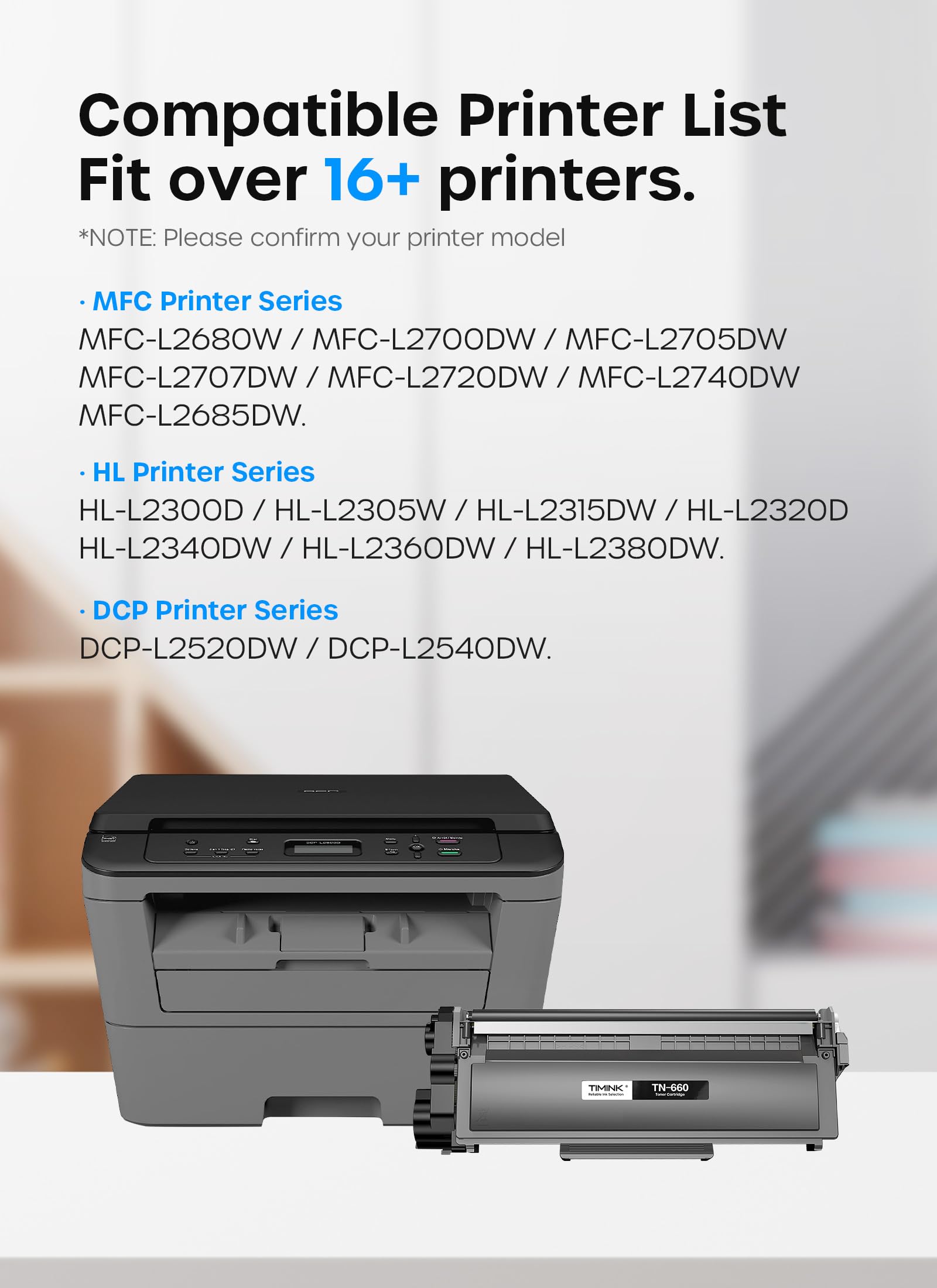 TN660 Compatible Toner Cartridge Replacement for TN660 TN-660 TN 660 TN630 Compatible with HL-L2300D HL-L2380DW HL-L2320D DCP-L2540DW MFC-L2700DW MFC-L2685DW Printer 2 Black Toner