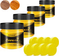 PIPIHUA Beeswax Furniture Polish, Wood Seasoning Beeswax for Furniture Waterproof & Repair Wood Wax for Floors Cabinets to Protect & Care, 4pcs Wax Polish with 8pcs Sponges