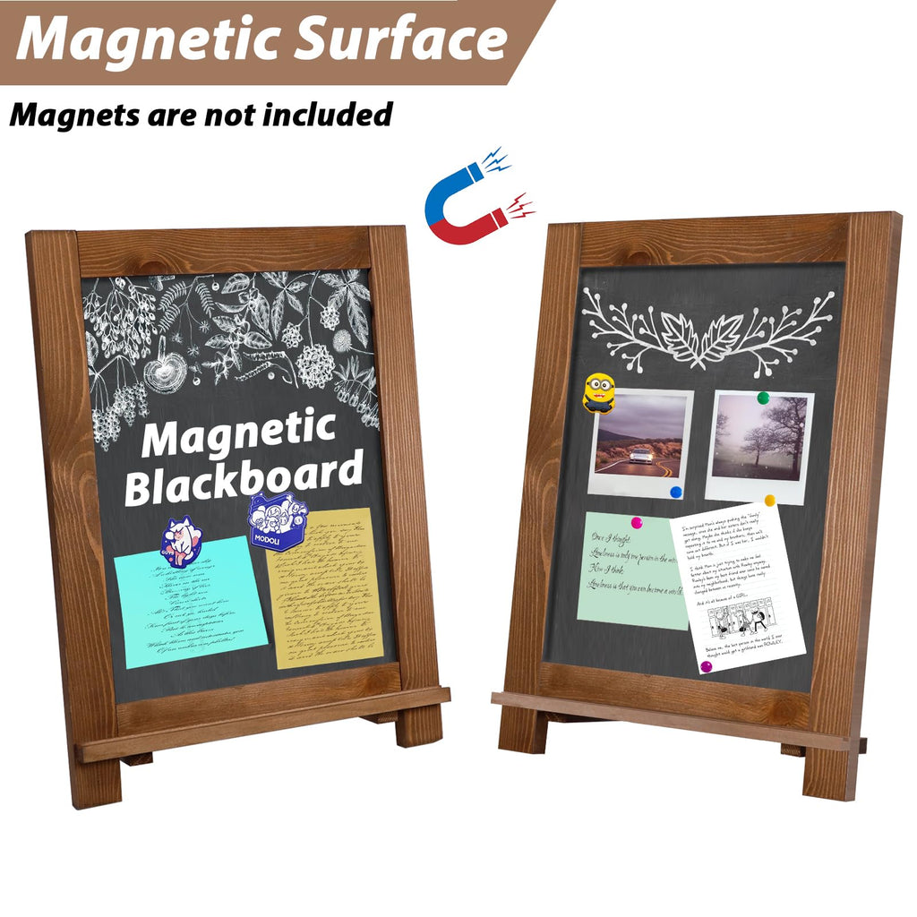 Magnetic Chalkboard 10"x14" Small Chalkboard Signs with Stand, Tabletop or Wall-Hanging Menu Board, Rustic Wood Frame Chalk Board Sign Board for Countertop Display/Home Décor/Wedding