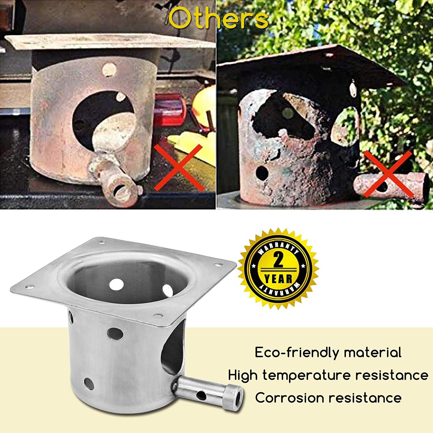 Utheer Fire Burn Pot for Traeger and Pit boss Wood Pellet Grills, Smoker Replacement Parts for Traeger 070, 075, 5 x 3.5 x 3.75 Inches
