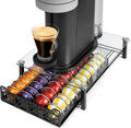 RECAPS Crystal Tempered Glass Organizer Drawer Holder Compatible with Nespresso Vertuo Capsules, K Cup Pod Drawer Coffee Maker Machine Stand.