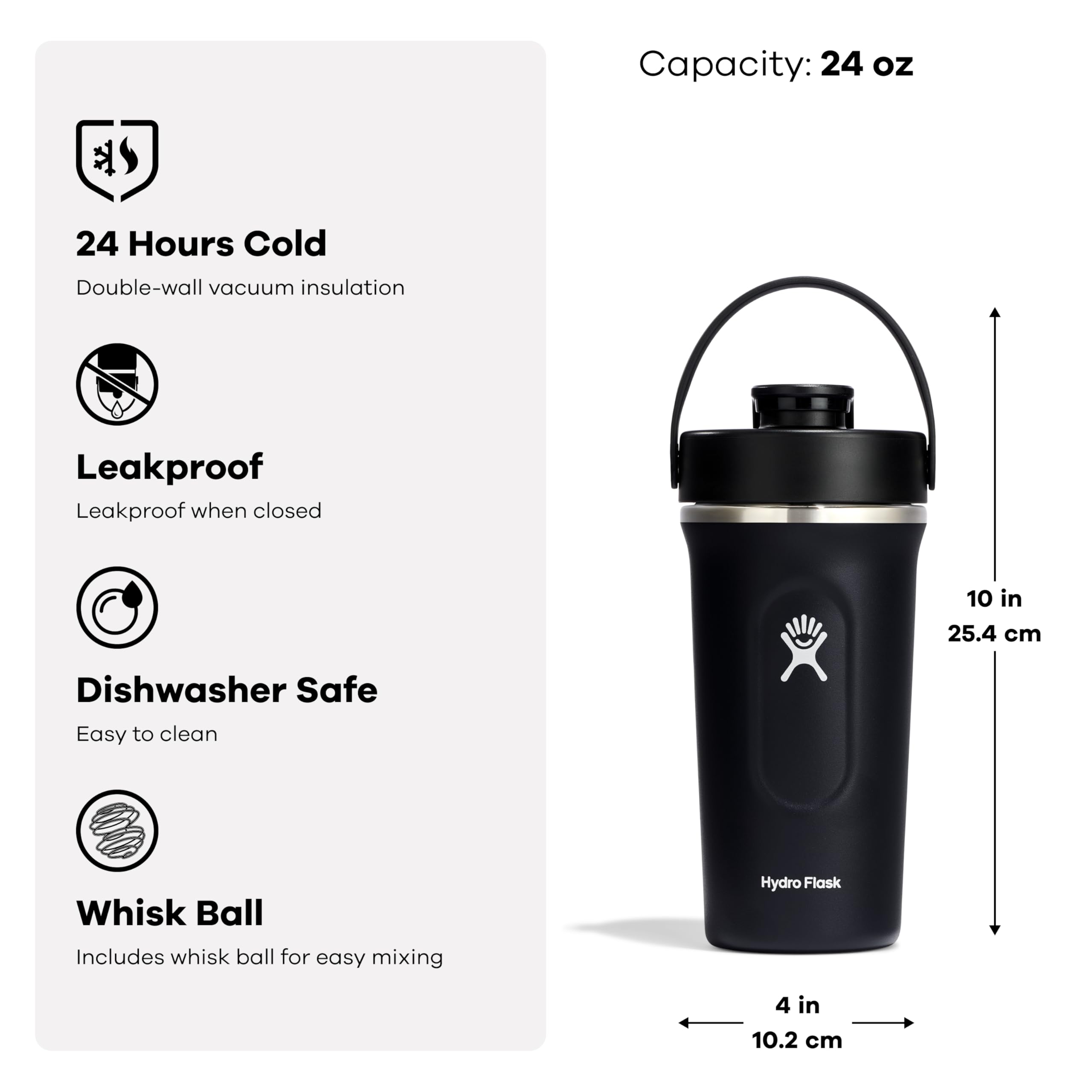 Hydro Flask 24 Oz Stainless Steel Insulated Shaker Bottle with Leakproof Flip-Top Chug Spout, and Double Wall Insulation, Agave