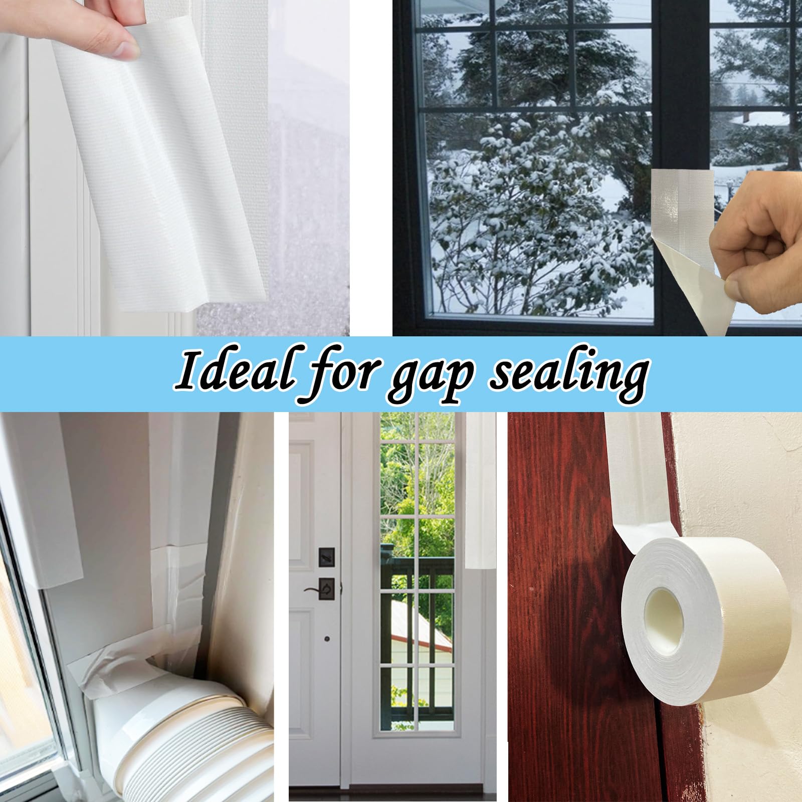 KAIHENG Window Weather Sealing Tape, White Window Draft Isolation Film, Waterproof AC Insulation Air Conditioner Sealing Tape to Keep Out Cold Air, Dust, Rain, 2IN X 99FT, No Residue