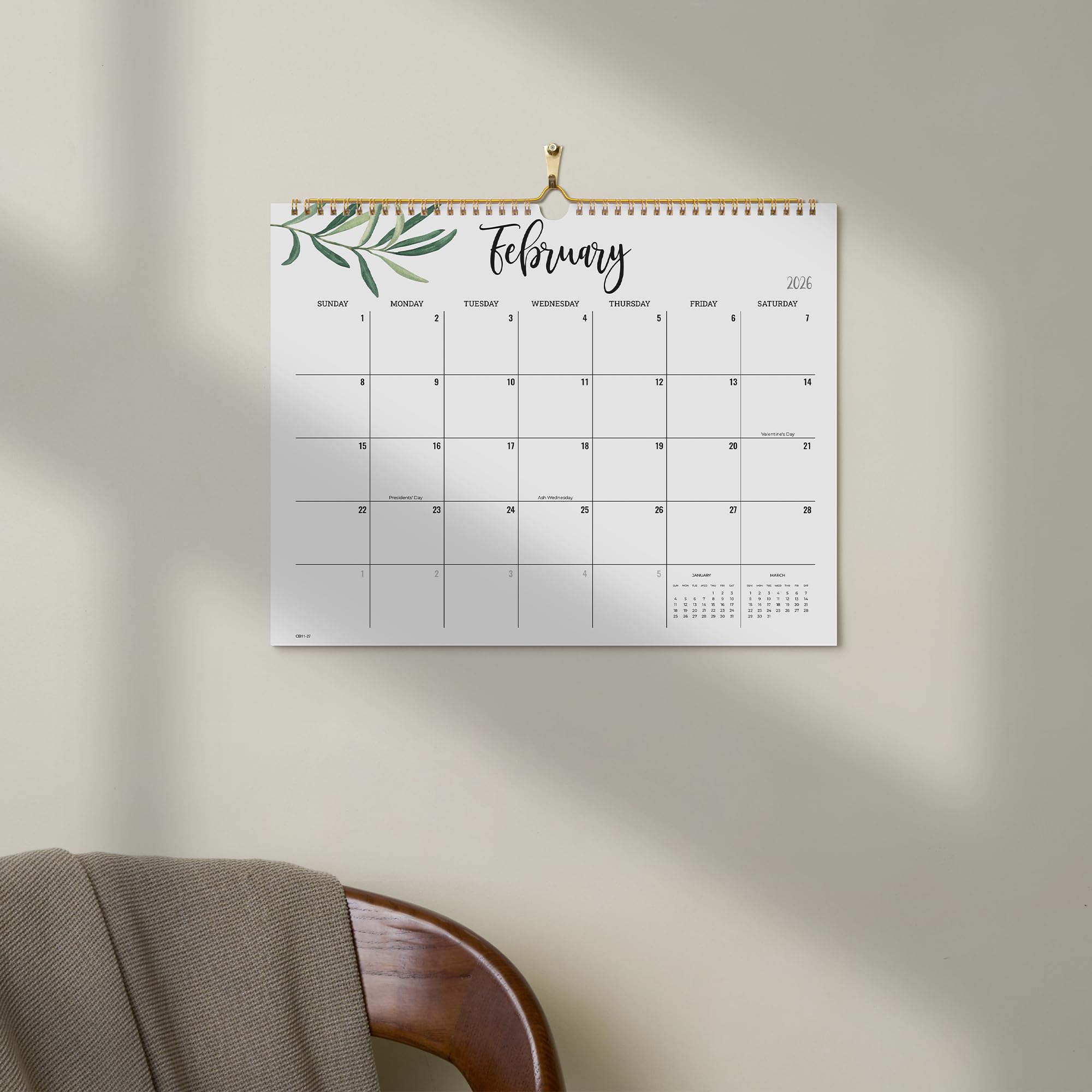 Cabbrix 2026 Year Monthly Wall Calendar, Runs from January 2026 to June 2027, Home Schooling Planner for Family and School, Wirebound, Large, 15 x 12 Inches