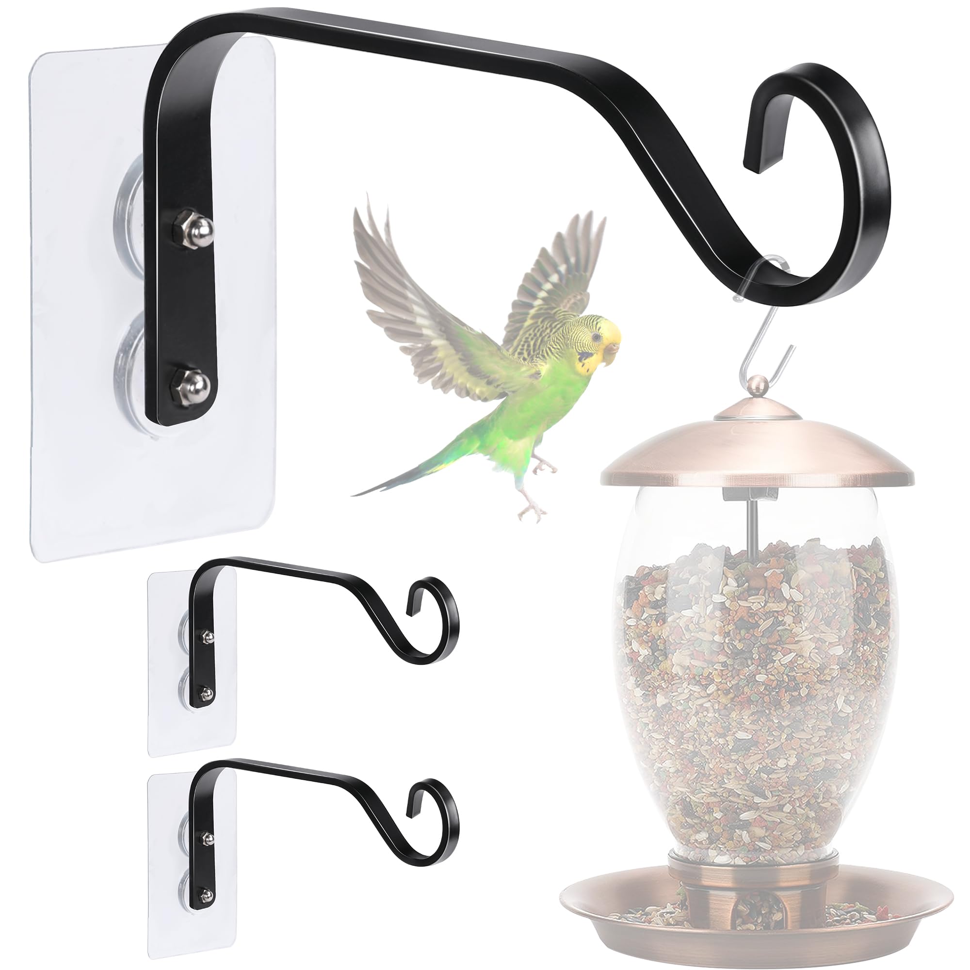 DECOHS 3 Pcs Window Bird Feeder Hanger Hooks - Strong Load-Bearing, Wind Chimes & Plants Mounted