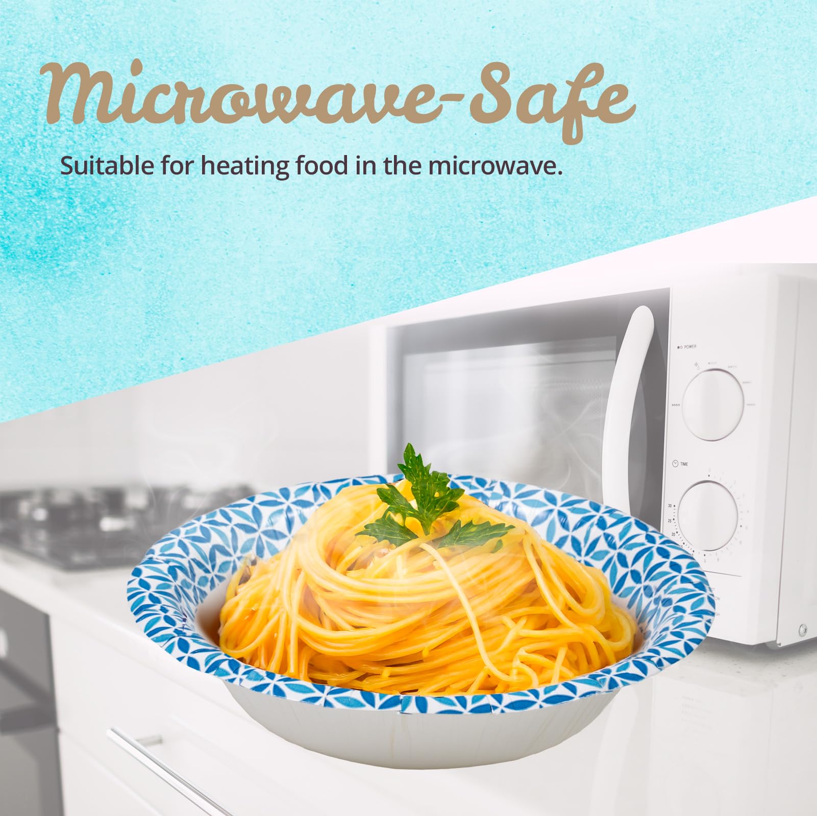 Paper Bowls, 591 ml, 150-Count, Microwave-Safe, Soak-Proof, Disposable Bowls with Infinity Petal Design, Great for Soup, Salad, Snacks, and Meals