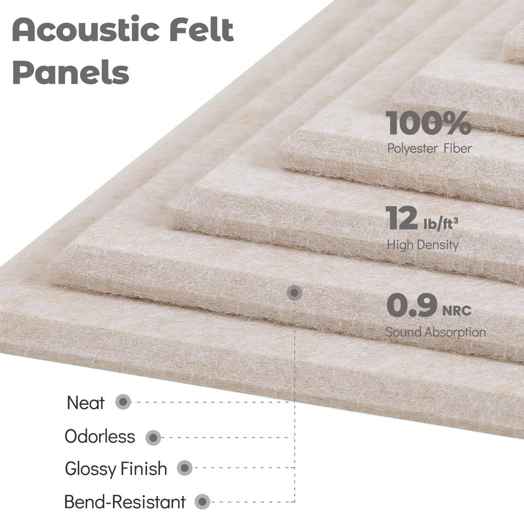 Large Felt Bulletin Board, 36" x 24" Cork Board Alternative 6 Pack Felt Wall Tiles Bulletin Board with 40 Safe Removable Adhesive Tabs, Wall Tiles Tack Push Pin Boards for Home Office Classroom