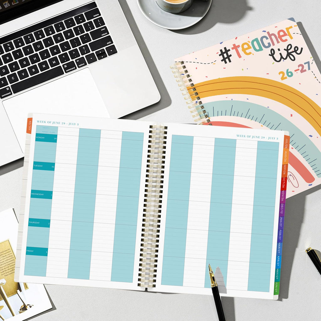 Teacher Planner 2026-2027 Academic Lesson Planner,July 2026 to June 2027, 8.5" x 11" Lesson Plan Book, Weekly and Monthly Academic Planner with Colourful Monthly Tabs