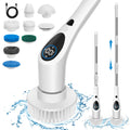 Electric Spin Scrubber, Upgrade Cordless Cleaning Brush with 9 Replaceable Cleaning Brush Heads, 3 Rotating Speeds, LED Display,Adjustable Extension Arm, Power Shower Scrubber for Bathroom Tile Floor
