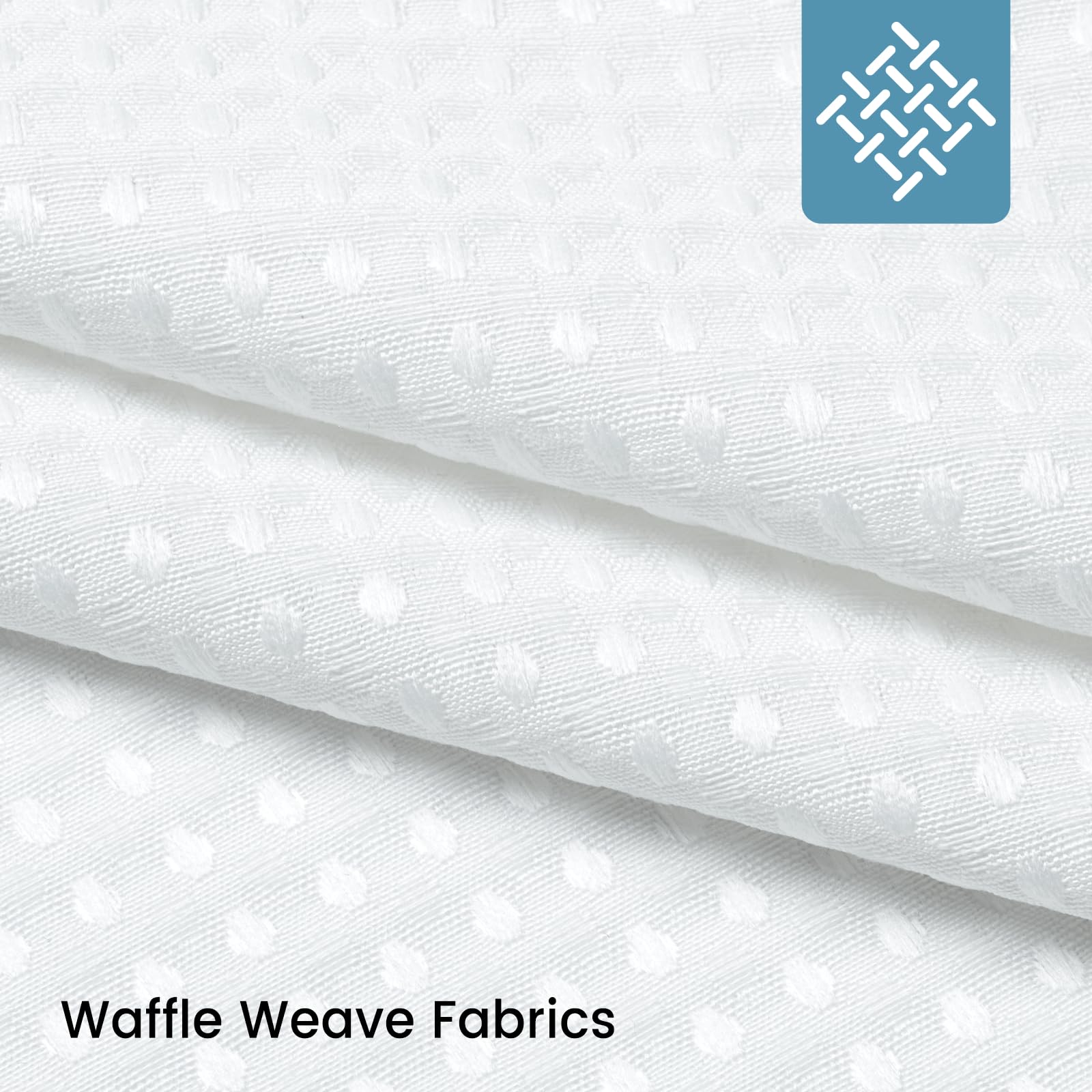 No Hook Shower Curtain with Snap in Fabric Liner- Hotel Style Waffle Weave Shower Curtains with See Through Top Window for Bathroom,White,71" W x 74" L