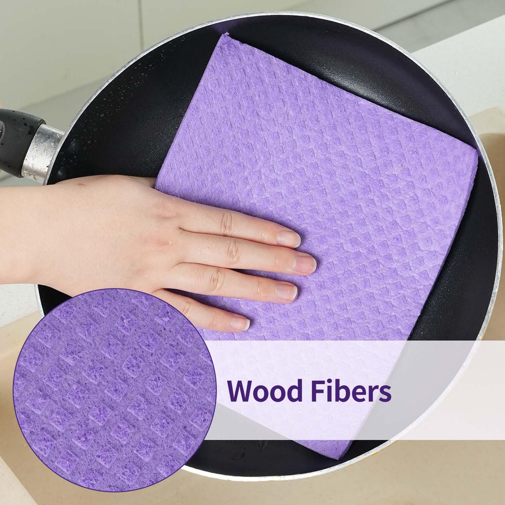 Colorful Wood Fiber Cleaning Cloths, 7x8 Inches, 10-Pack, Eco-Friendly & Reusable, Super Absorbent & Lint-Free, Ideal for Kitchen, Car, Glass, and Household Cleaning