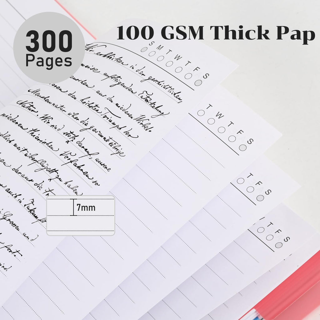 Spiral Notebook, A5 Size 5 Subject Notebooks College Ruled with Tabs and Removable Dividers, 300 Pages 100GSM Thick Spiral Ruled Lined Writing Journal Notebook for Work, School（6.2"x 8.5"）