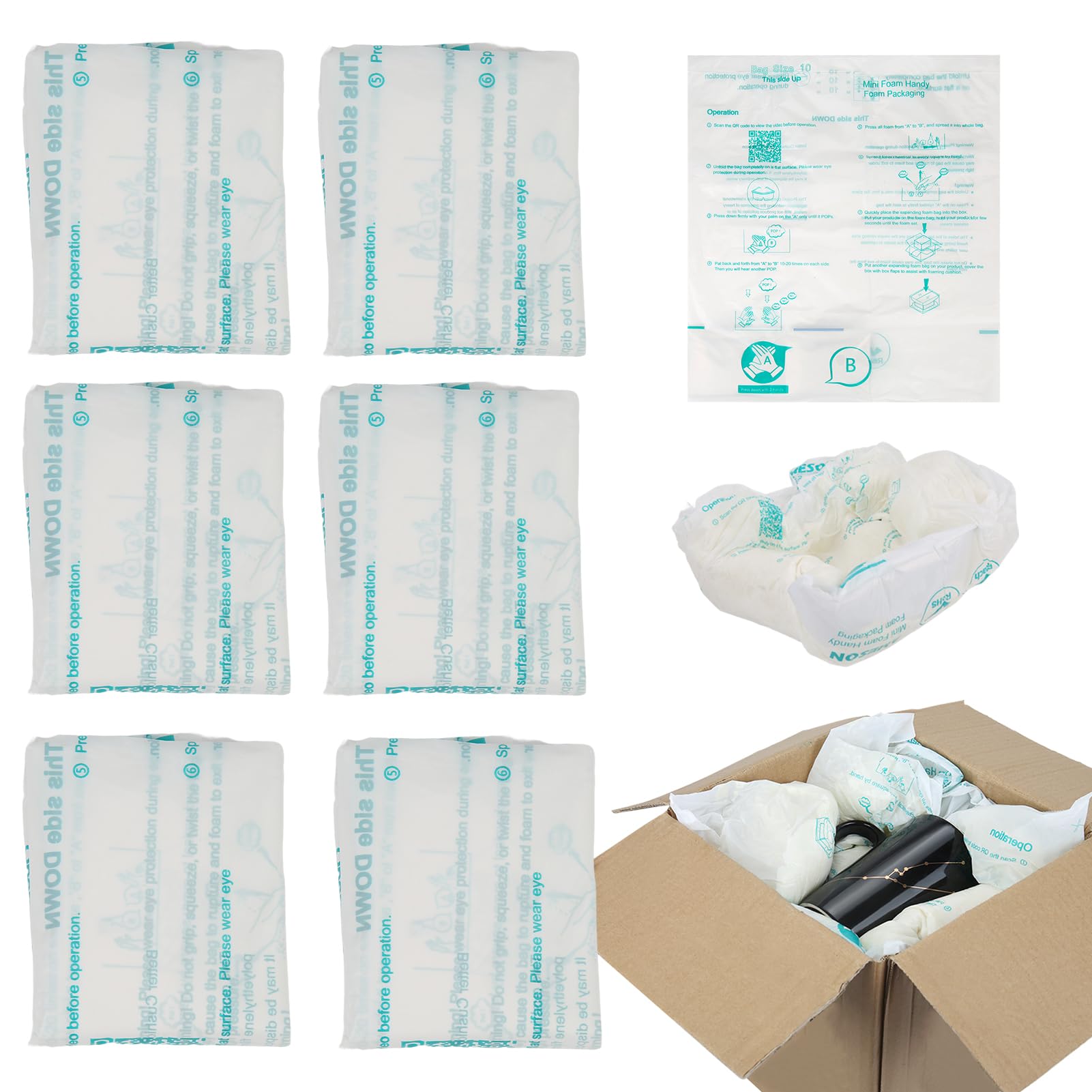 6 PCS Expanding Foam, 16”x 14” Packing Foam Instant Pack Packing Material Expandable Foam for shipping - Shipped from Canada