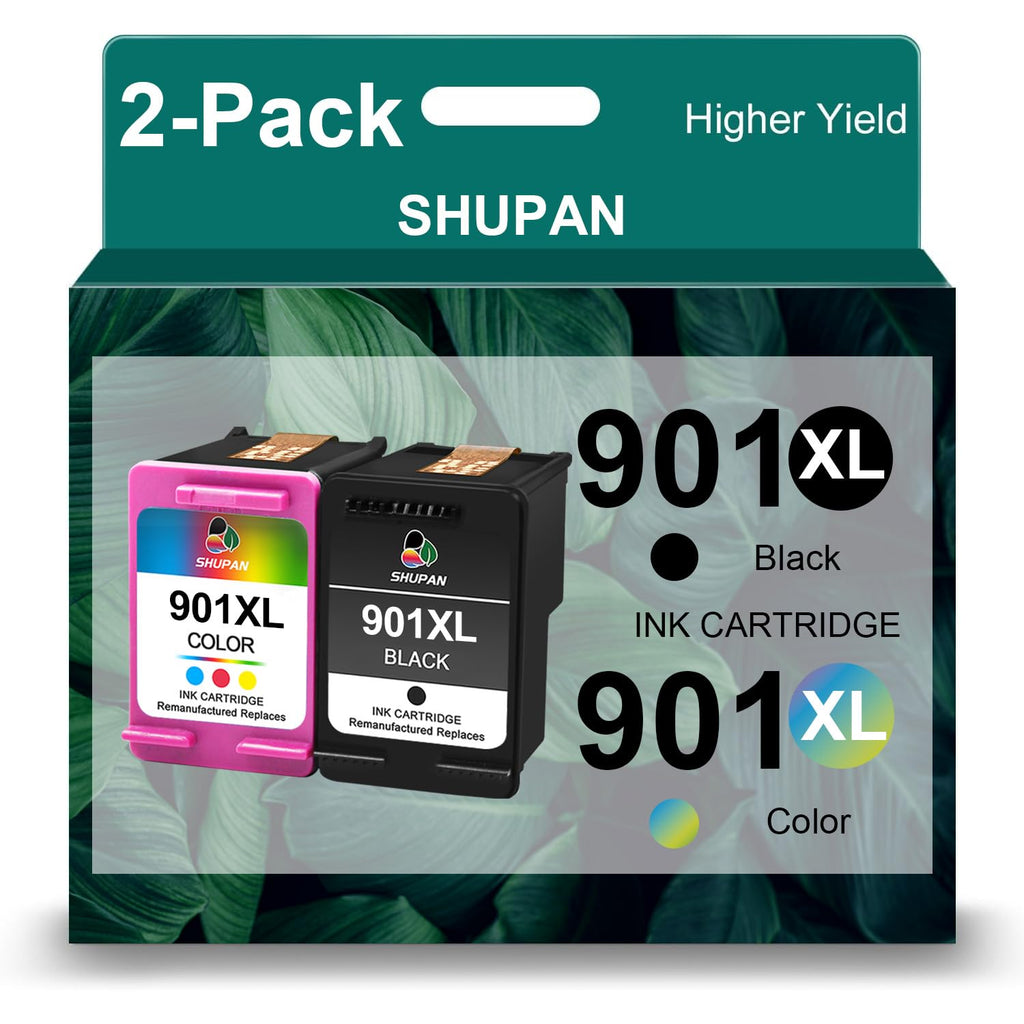 901XL Ink Cartridges Black and Color Combo Pack Replacement for HP 901 901 XL Ink Work with OfficeJet J4680 J4580 J4550 J4500 J4660 J4640 4500 G510n (2 Packs)