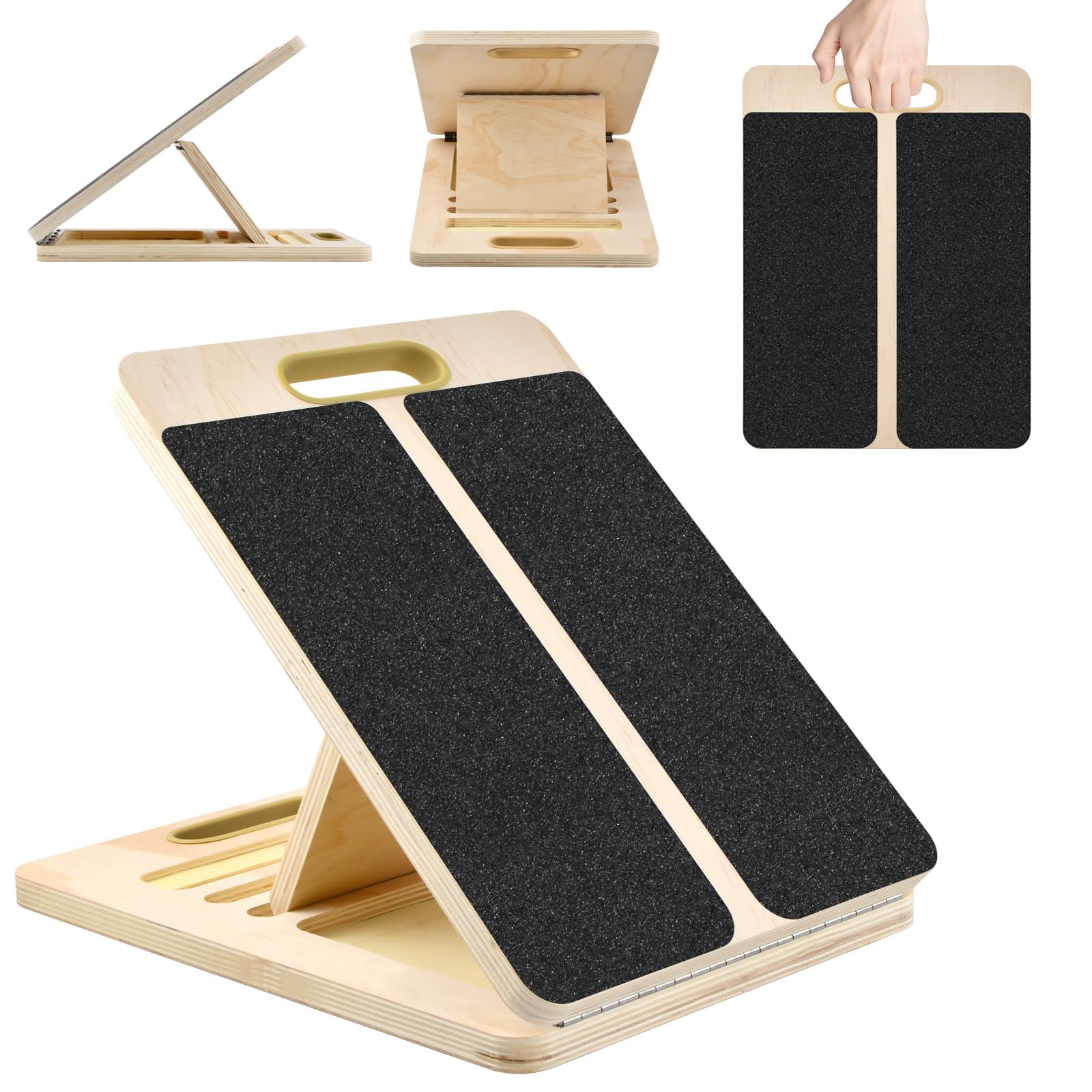 Portable Wooden Slant Board, Calf Stretcher Slant Board, Desk Foot Rest, Squat Wedge for Calf Stretching, Adjustable Non-Slip Slanted Board, Calf Stretcher for Squats, Calf, Ankle, and Foot Stretching