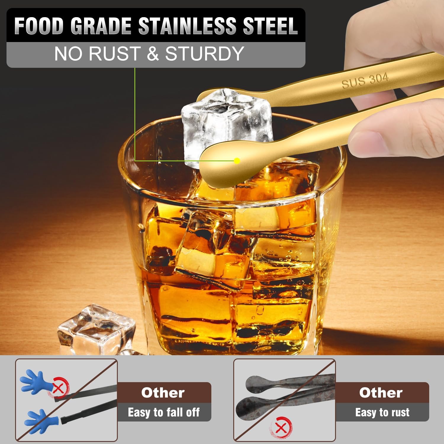 Walfos 12 Pcs Mini Gold Tongs, 4.25" Small Serving Tongs, Stainless Steel Kitchen Tongs for Appetizers, Parties Catering, Sugar, Desserts, Tea Party, Coffee Bar