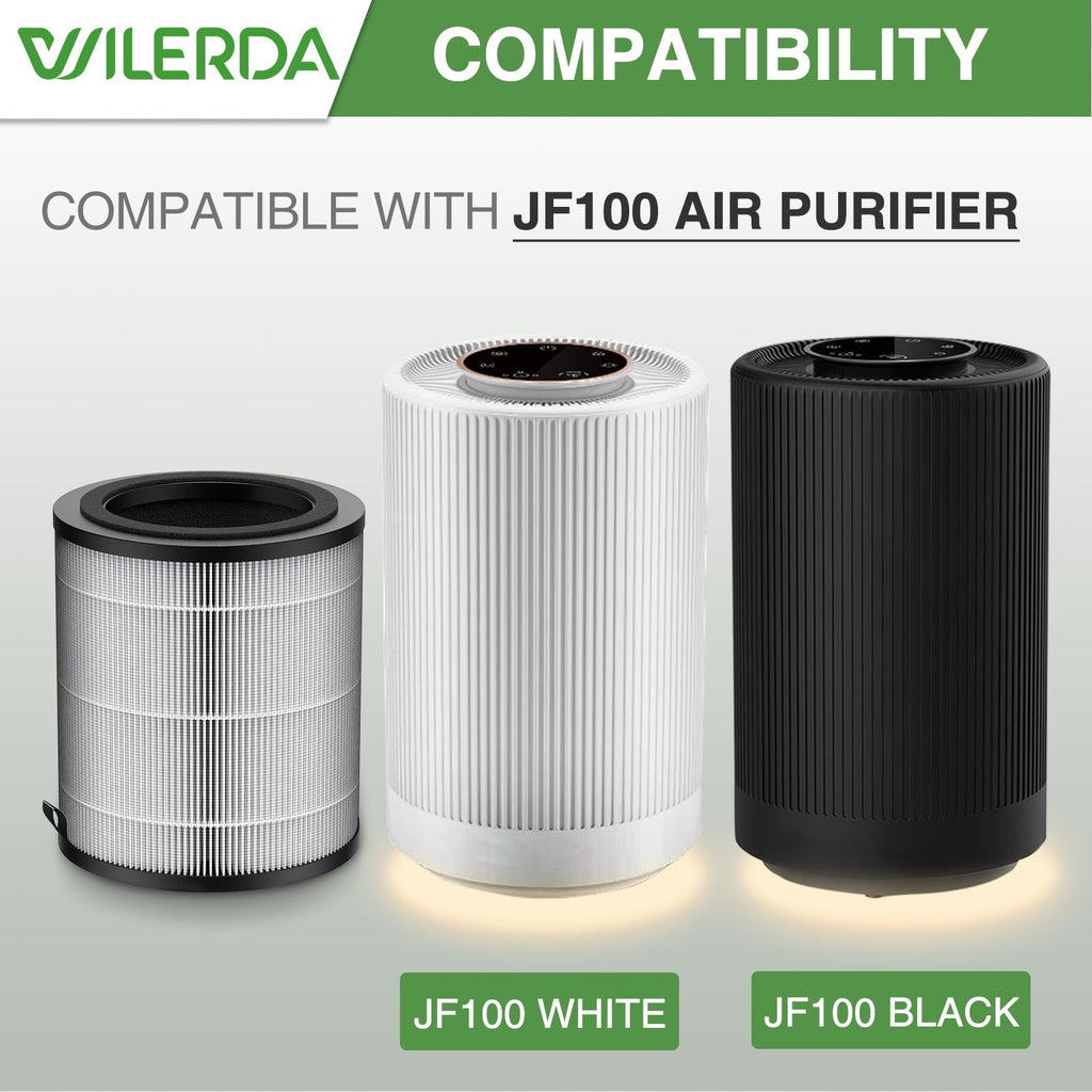 JF100 Replacement Filter, 3-in-1 Pre-Filter Compatible with Jafända JF100 Air Purifier, H13 True HEPA and Activated Carbon Filtration System, Compare Part #JF100-RF, 2 Pack