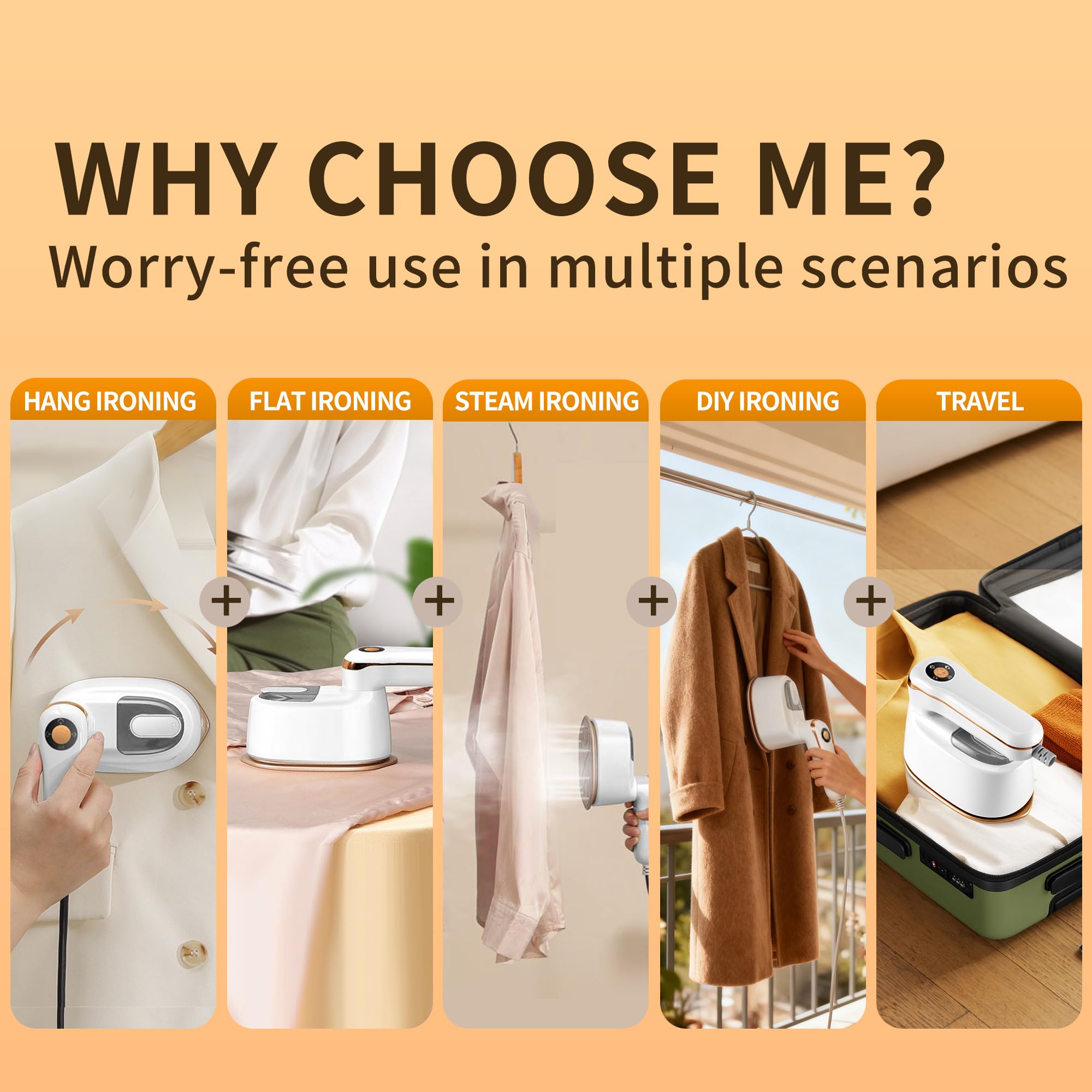 Annmiir Portable Clothes Steamer 140x80mm Ceramic Glaze Panel Iron LCD 120ml Water Tank 1100W & 15s Fast Heat Up 4-speed Steamer for Clothes of all Fabrics Dry&Wet Iron for Home Travel Business Trip