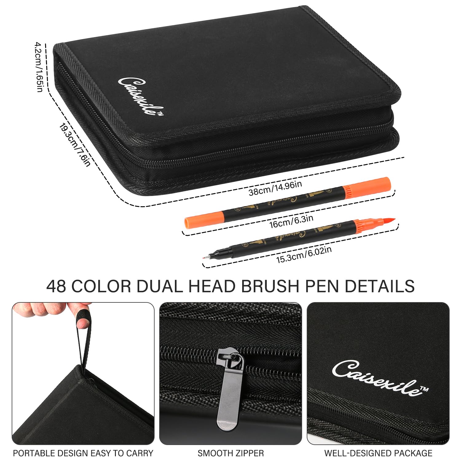 CAISEXILE 48 Color Duo Tip Pens, Fine Point Brush Coloring Art Markers & Journal Planer Pen Set for Adult Coloring Books Drawing Sketching Calligraphy Writing Note Taking