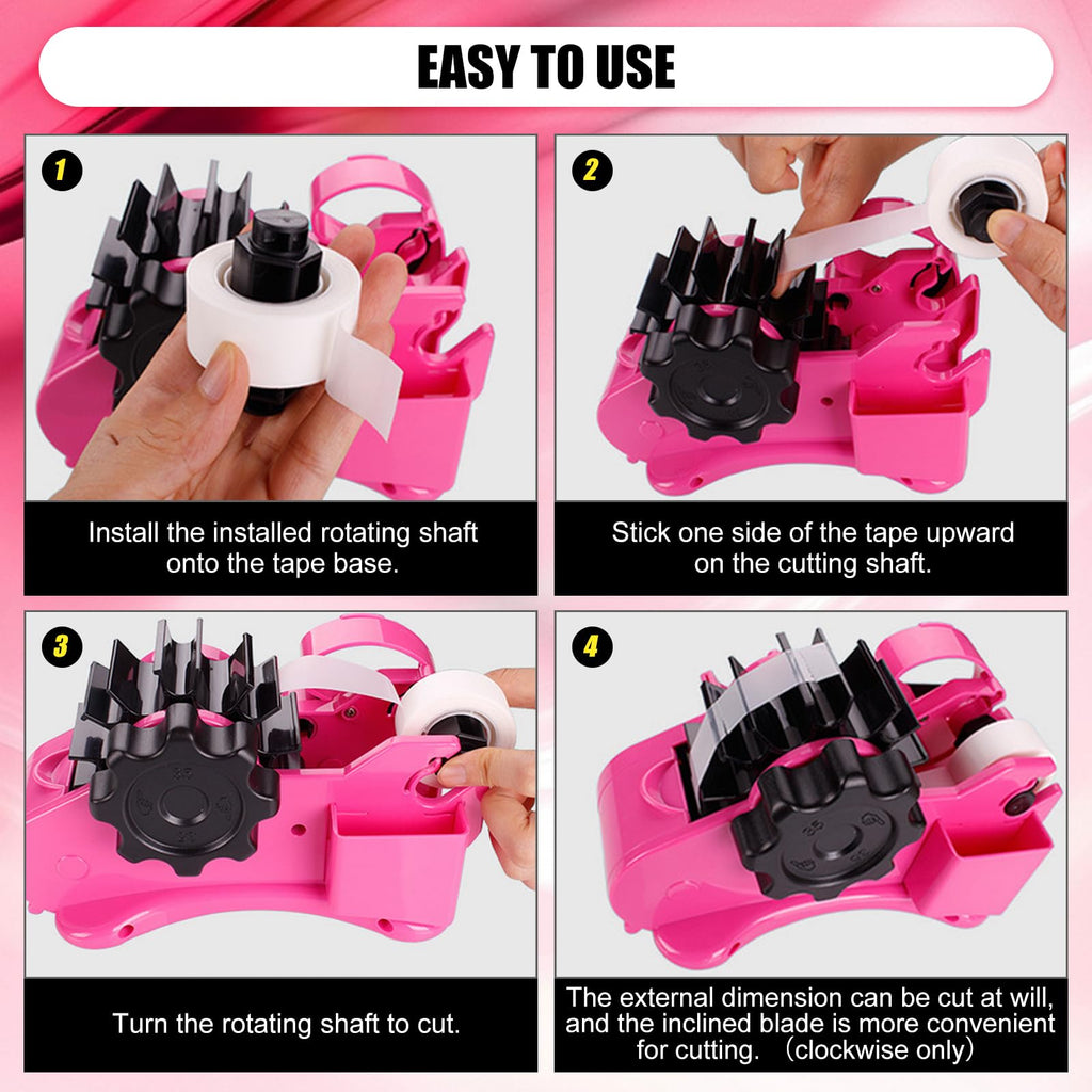 CNQLIS Sublimation Tape Dispenser Multiple Roll Cut Heat，Heat Press Thermal Tape Holder Dispenser for Desk with 1 inch and 3 inch Core （Pink）