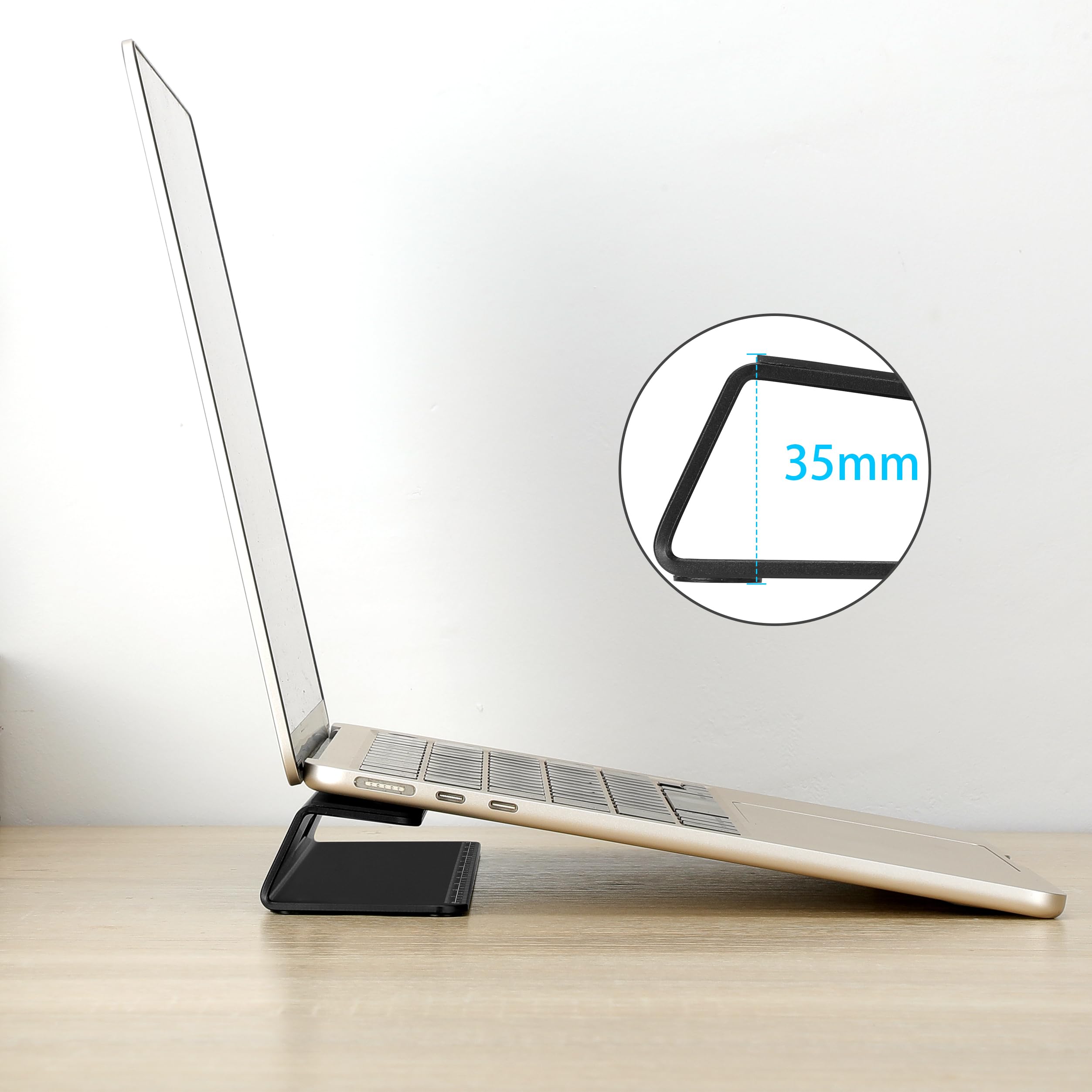 Psitek Laptop Cooling Stand Aluminium- Improved Cooling, Ergonomics, Stability, and Versatility - Compatible with MacBook and All Laptop, with Ruler