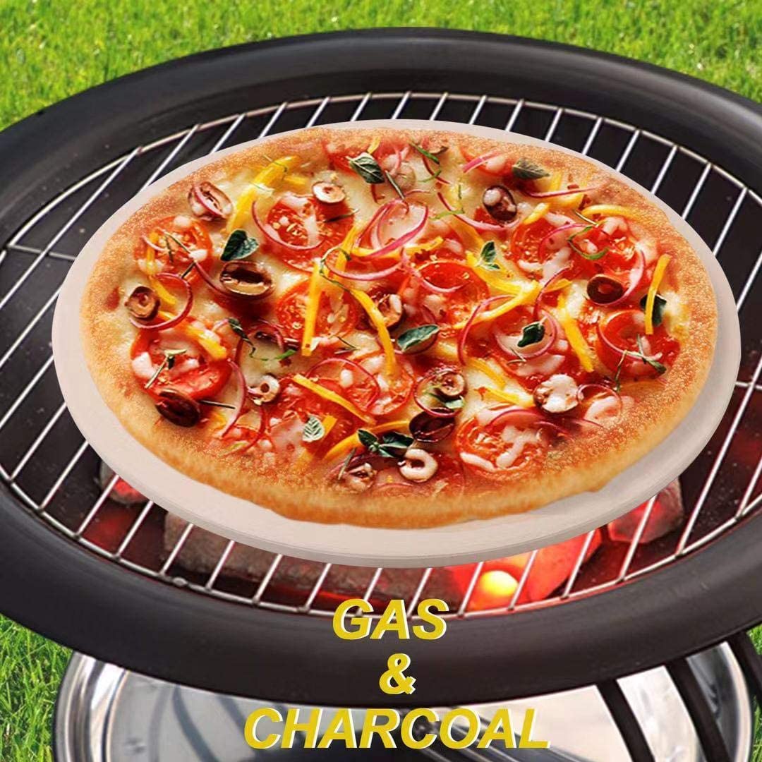AILUROPODA Pizza Stone for Oven and BBQ with Bamboo Pizza Peel and Scraper（High Temperature Version）