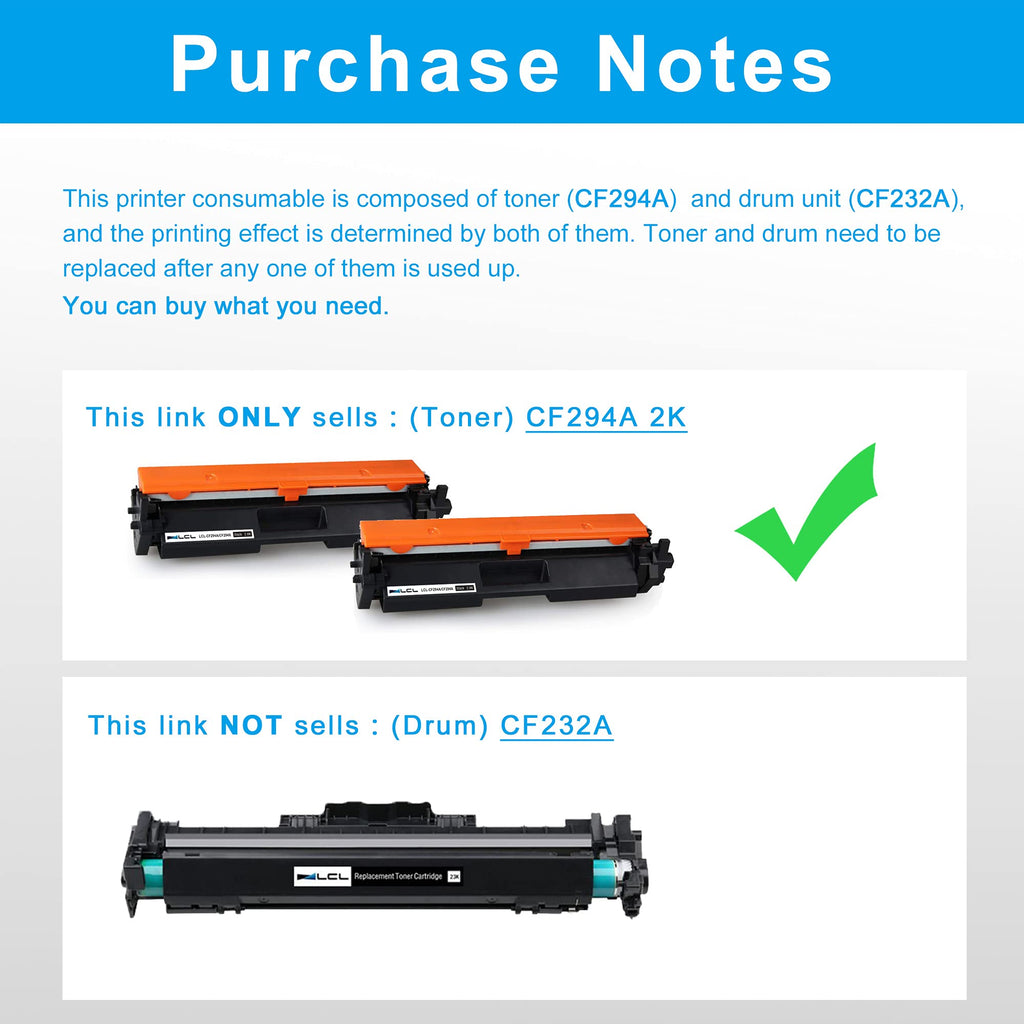 LCL Compatible Toner Cartridge for HP 94A CF294A (2-Pack,Black) for HP LaserJet Pro M118 M118dw MFP M148 M148dw M148fdw M149fdw