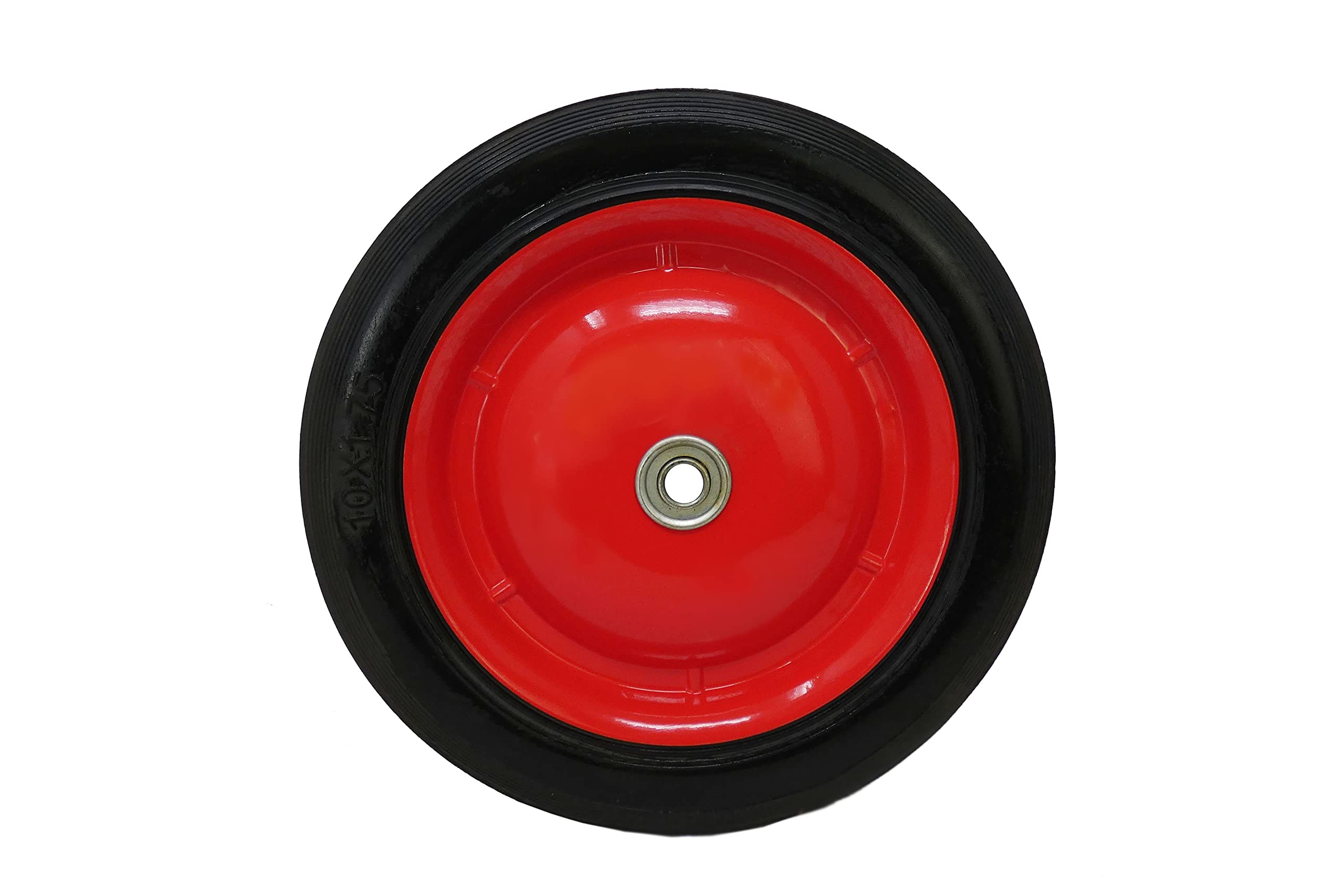 Shepherd Hardware 9596 10-Inch Semi-Pneumatic Rubber Tire, Steel Hub with Ball Bearings, Ribbed Tread, 1/2-Inch Centered Axle Diameter