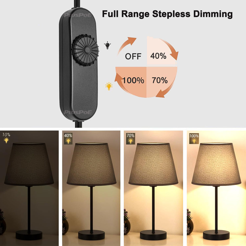 Inline Lamp Switch 2 Pack Full Range Rotary Dimmer Switch Replacement Cord Switch for Floor Lamp Table Lamp Pendant Light Fit