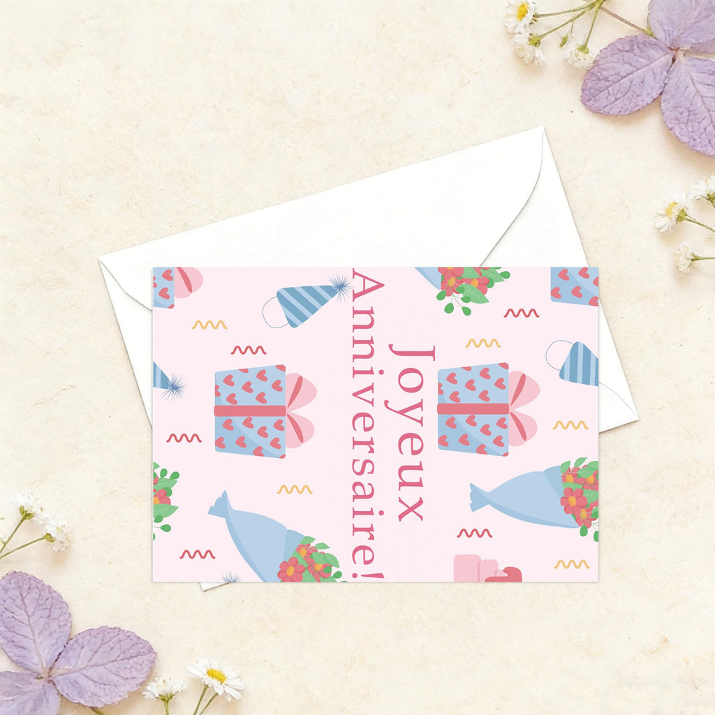French Birthday Cards with Envelopes 4x6 Inch Watercolor Birthday Thank You Cards 24 Pack Bulk Birthday Card Joyeux anniversaire Greeting Cards for Birthday Party Holiday Baby Shower, Christmas