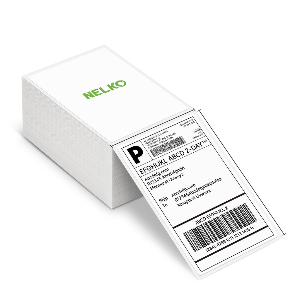 Nelko Genuine 4x6 Direct Thermal Shipping Label 500 Labels/1 Stacks, 4x6 Thermal Labels for Nelko PL70E Shipping Label Printer, Perforated and Strong Adhesive, Commercial Grade