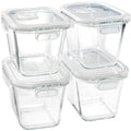 Soup Containers with Lids Glass 32 oz, 4 Cup Borosilicate Glass Food Storage Containers, Microwave & Freezer Safe Jars, Small Square Meal Prep Bowl for Salad, Fruit, Lunch,Travel,Ice Cream,4 Pack