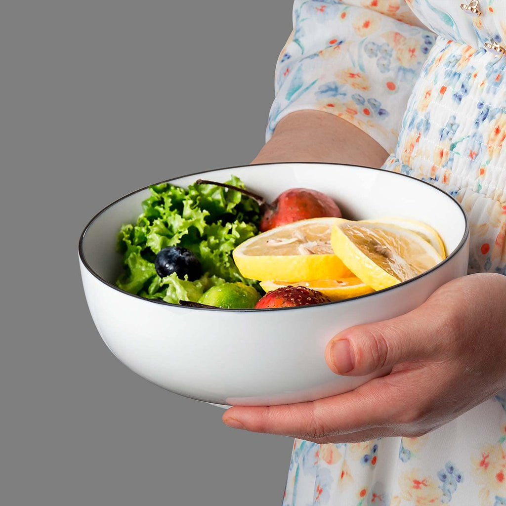 Houlu 40 oz Soup Bowls, Cereal bowls, Pho Bowls, Salad Bowls, Off White Porcelain Bowl Set of 4, 7 inch