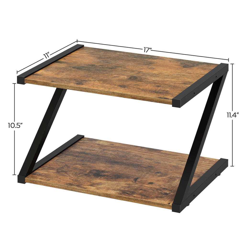 YATINEY Desktop Printer Stand, 2-Tier Printer Table with Storage Shelf, Under Desk Printer Stand for Home Office, Open Organizer Shelf, Easy Assembly, Rustic Brown PS02BR