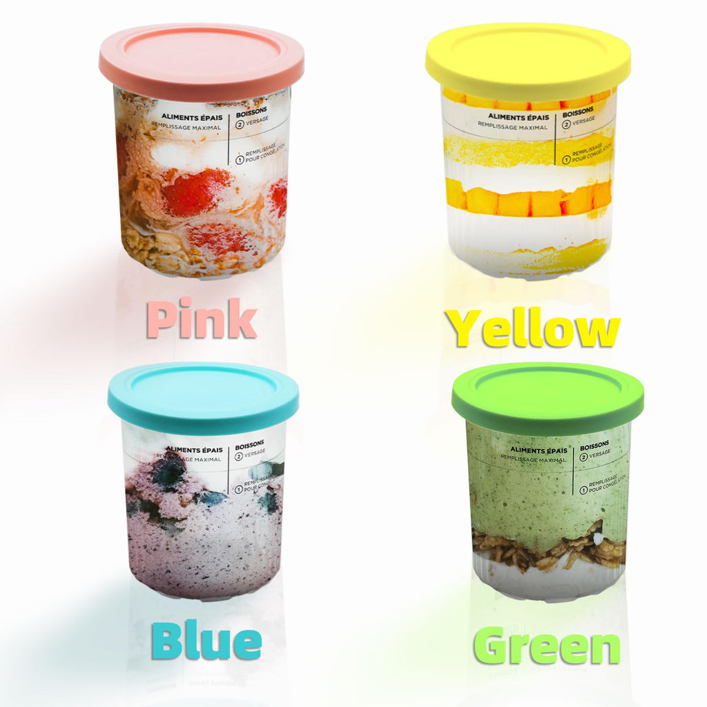 Containers Replacement for Ninja Creami Pints and Lids - 4 Pack, 24oz Cup Compatible with NC501, NC500 Series Ice Cream Maker, BPA Free Dishwasher Safe Leak Proof