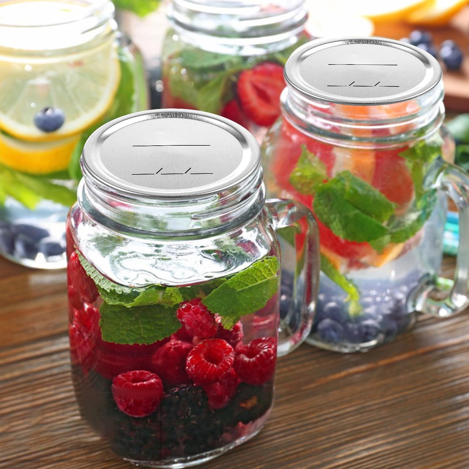 Acrux7 200 PCS Canning Lids 86mm Wide Mouth Mason Jar Lids, Ball Jar Lids with Silicone Seals, Leak Proof Rust Proof Canning Lids for Ball Kerr Jars
