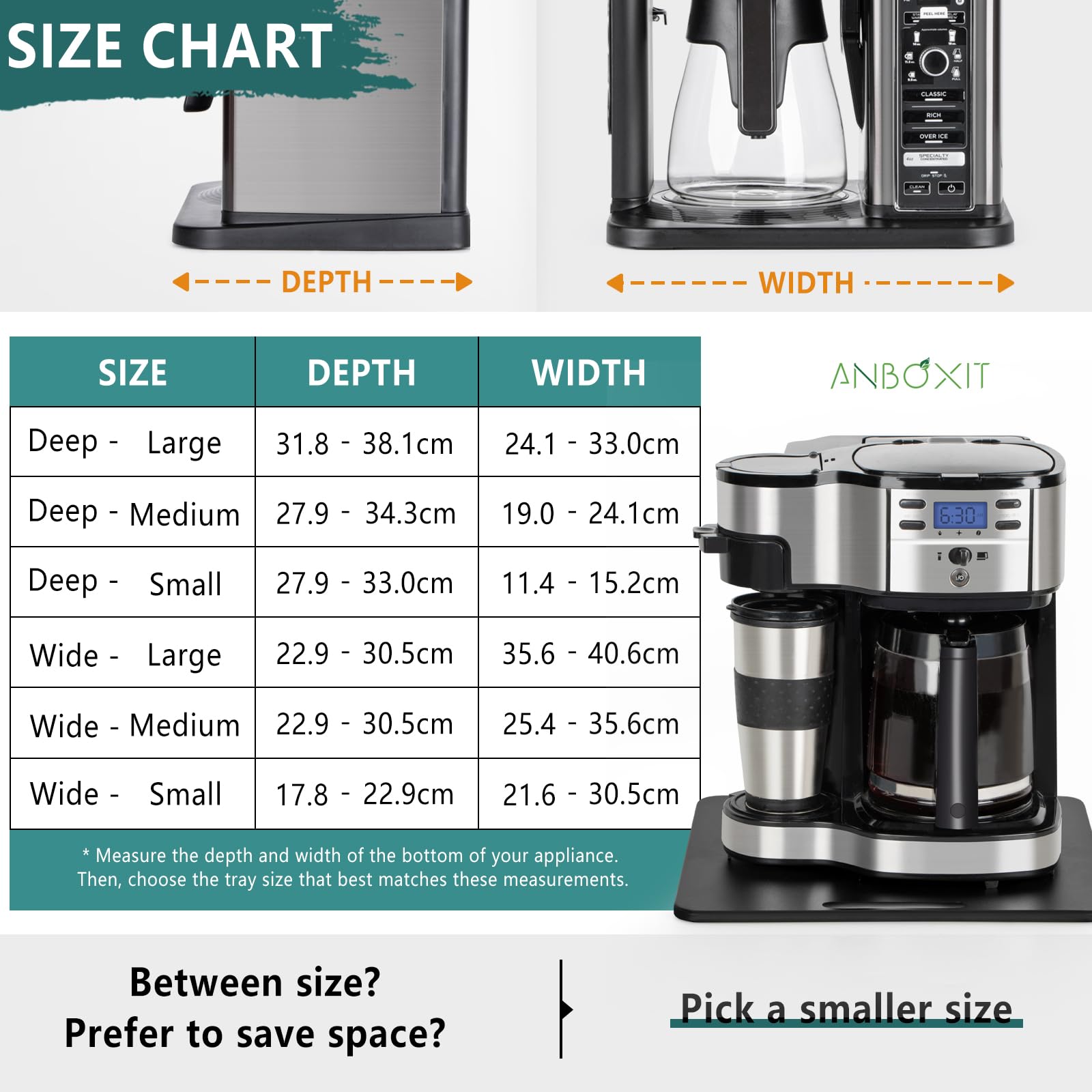 ANBOXIT Metal Appliance Slider, Sliding Tray for Coffee Maker,360° Effortless Movement,Small Appliance Rolling Tray for Counter, Coffee Pot Slider, Deep - Large (16"D x 12"W)