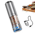 CIRCLE JOY Electric Pepper Grinder Stainless Steel Rechargeable Pepper Mill Grinder with External Adjustable Coarseness, White LED Light, USB Cable