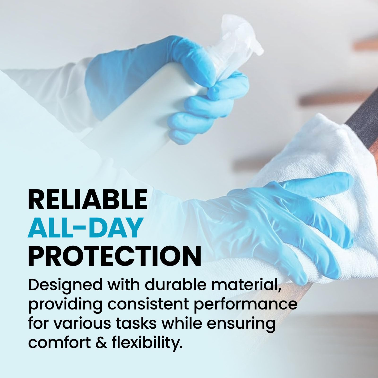 Disposable Nitrile Gloves, Extra Large, Work Gloves, Cleaning, Kitchen, Industrial, Blue, XL Duracore E2940 (1)