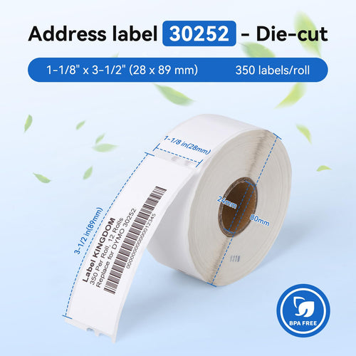 4 Roll Compatible with Dymo 30252 1-1/8" x 3-1/2"(28mm x 89mm) Label Maker Refill for Label Writer Printer 450, 450 Turbo, 4XL, Mailing Address Self-Adhesive Paper Label (350/Roll)