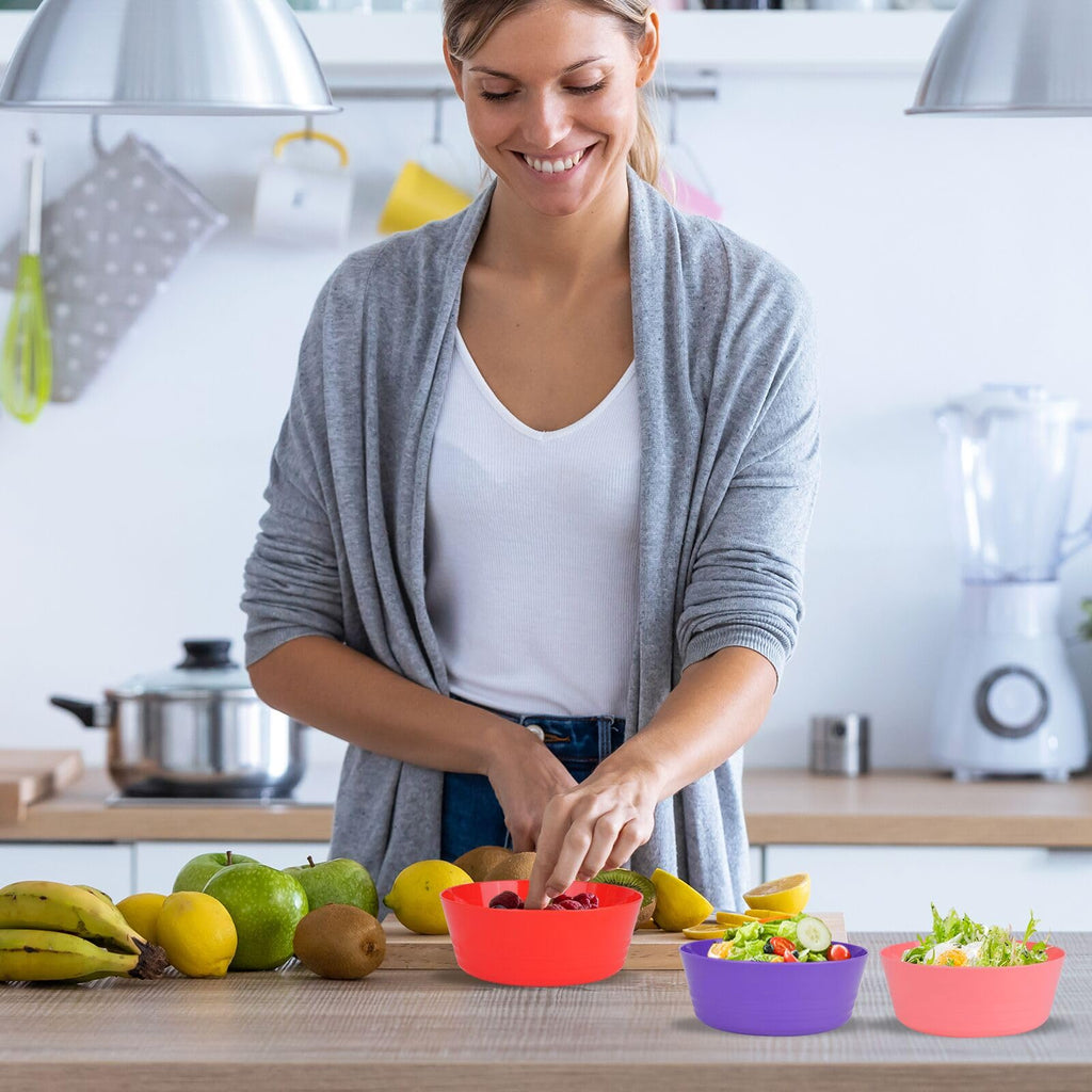 RUITENG 20Pcs Reusable Plastic Bowls, 300ML/10oz Multi Coloured Plastic Serving Bowls, Unbreakable Plastic Bowls, Small Bowls for Snack Salad Fruit Breakfast Cereal Soup(10 Colors)
