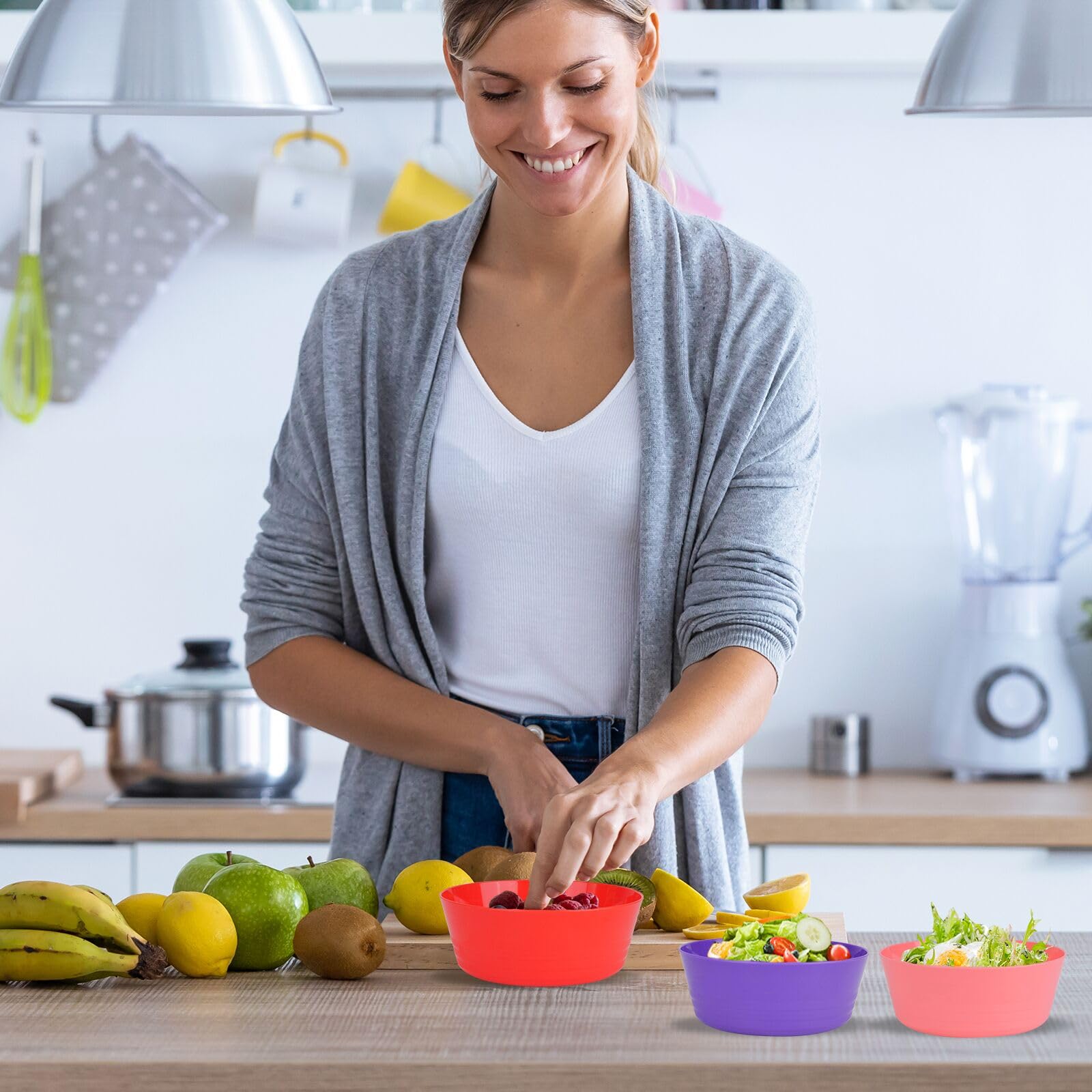 RUITENG 20Pcs Reusable Plastic Bowls, 300ML/10oz Multi Coloured Plastic Serving Bowls, Unbreakable Plastic Bowls, Small Bowls for Snack Salad Fruit Breakfast Cereal Soup(10 Colors)