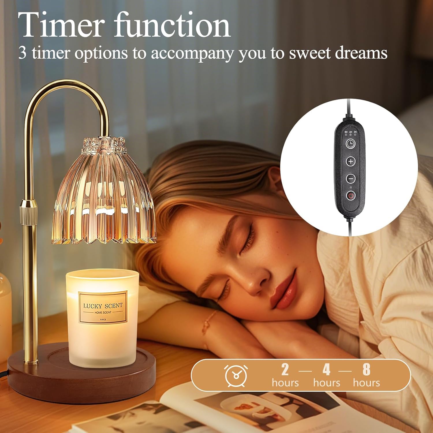 YudouTech Candle Warmer Lamp, Adjustable Height Electric Candle Warmer Lamp with Timer and Dimmer Stylish Design for New Home Office Modern Décor Gifts