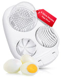 CraftyCrocodile Egg Slicer for Hard Boiled Eggs - 3 Slice Modes Egg Cutter, Heavy Duty, Stainless Steel Dicer - Hand Chopper Kitchen Tool for Strawberry, Mushroom, Grape, Cherry Tomato - White