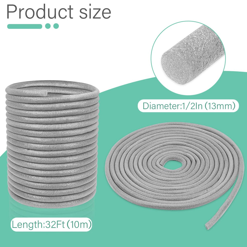 Backer Rod Foam Caulk Saver for Gap and Joint Concrete Filling Gray (1/2" Diameter x 32' Length)