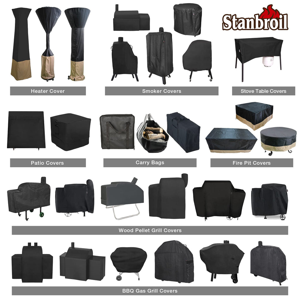 Stanbroil 36 Inch Round Fire Pit Cover - Fire Pit Table Cover, Patio Furniture Cover - Full Coverage Cover with Durable and Water Resistant Fabric, Black